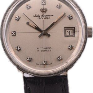 Vintage 35mm Jules Jurgensen Crosshair 17Jewel Men's Automatic Wristwatch Steel